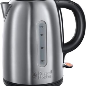 Russell Hobbs Brushed Stainless Steel & Black Electric 1.7L Cordless Kettle (Fast Boil 3KW, Removable Washable Anti-Scale Filter, Push to Open lid,...
