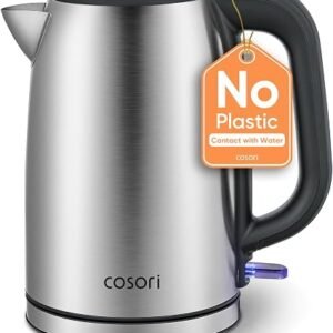 Cosori Kettle, Plastic-Free Water Contact, Brushed Stainless Steel, Sliver | Electric Kettles, 3000W Fast Boil, Removable Washable Filter, Auto Shut-Off...