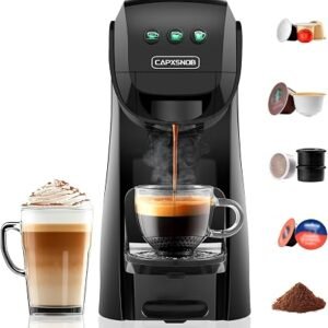 Warriors1 5 in 1 Pod Coffee Machines for Nespresso Original, Dolce Gusto, Lavazza A Modo Mio, Espresso Point Capsule and Ground Coffee, 20Bar, 0.8L, Automatic Small Coffee Machine for Home and Office