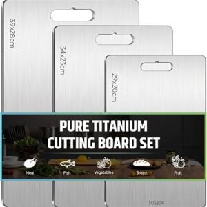 3Pcs Titanium Chopping Boards for Kitchen, Double-Sided Cutting Board Set | 304 Stainless Steel Cutting Boards, Double-Sided Cutting Board Food Grade for...