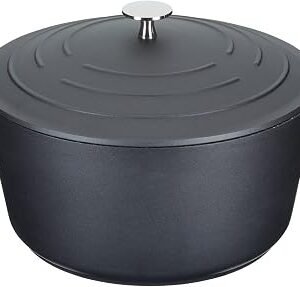 MasterClass Casserole Dish with Lid, Medium 4L/24 cm, Lightweight Cast Aluminium, Induction Hob and Oven Safe, Black