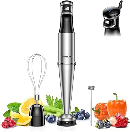 Hand Blender, soft start Variable Speed 3 in 1 Stick Blenders for kitchen 1100W Scratch Resistant immersion blender With Whisk, milk for Soup, Baby Food and...