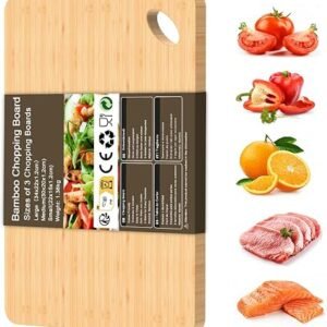 KIMIUP Bamboo Chopping Board for Kitchens, 34x22x1.2CM, Knife Friendly | Thickened Solid Wooden Cuttting Boards, Serving Tray and Food Prep Kitchen...