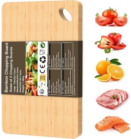 KIMIUP Bamboo Chopping Board for Kitchens, 34x22x1.2CM, Knife Friendly | Thickened Solid Wooden Cuttting Boards, Serving Tray and Food Prep Kitchen...
