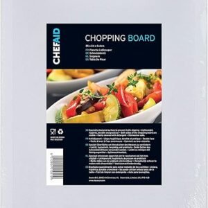 Chef Aid White Poly Chopping Board, Multipurpose Anti-Slip Surface, Easy Clean and Dishwasher Safe with Handle, 35 x 24cm, Other Colour Options Available.