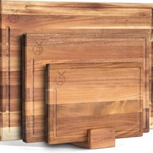 WALDWERK Chopping Board (40x30 / 33x24 / 26x18cm) - Wooden Chopping Boards Out of Solid Acacia Wood - Chopping Board Set - 2cm in Thick Cutting Boards for...