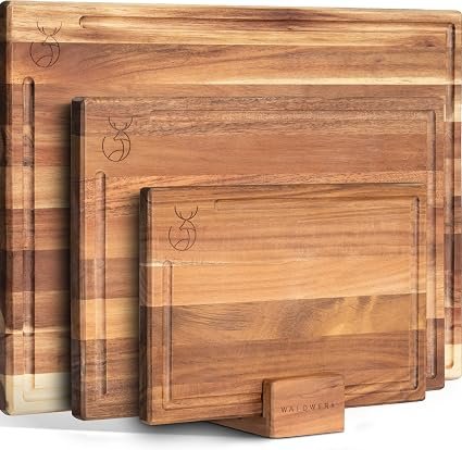 WALDWERK Chopping Board (40x30 / 33x24 / 26x18cm) - Wooden Chopping Boards Out of Solid Acacia Wood - Chopping Board Set - 2cm in Thick Cutting Boards for...
