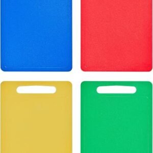 Chef Aid Multi Colour Chopping Board Set, Multipurpose Anti-Slip Surface, Easy to Clean and Dishwasher Safe with Handle, Pack of 4 Cutting Boards Each...