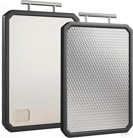 Stainless Steel Chopping Board,Double Sided Cutting Boards for Kitchen with Non-Slip Feet Meat Fruit Vegetable Anti-Mold & Antibacterial Easy to...