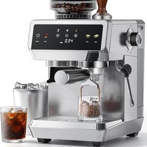 AMZCHEF 20 Bar Bean to Cup Coffee Machines with Grinder, Stainless Steel