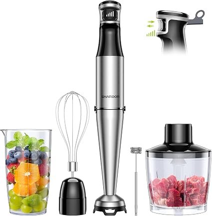 Hand Blender, soft start Variable Speed 5 in 1 Stick Blenders for kitchen 1100W Scratch Resistant immersion blender With Whisk,800ml Beaker,600ml Chopper...