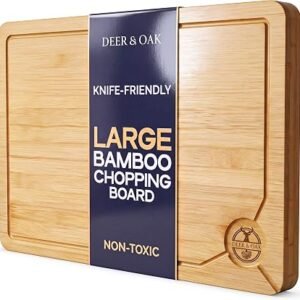 Deer & Oak Large Bamboo Chopping Board 38x25cm, Pre-Oiled