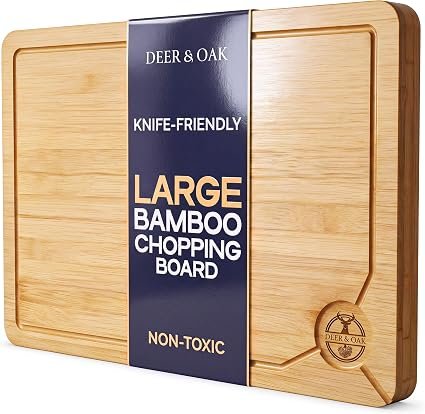 Deer & Oak Large Bamboo Chopping Board 38x25cm, Pre-Oiled