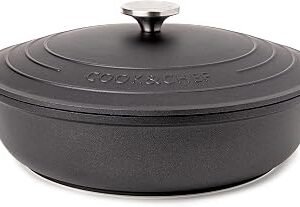 Non-Stick Aluminium Pot with Lid – Sturdy Shallow Dutch Oven – Casserole Pot with Ergonomic Handles – 3.9L, 28cm Oven Safe Cooking Pot – by Nuovva