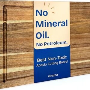 Ziruma Non-Toxic Acacia Wood Chopping Board, Mineral Oil Free, 41x28cm