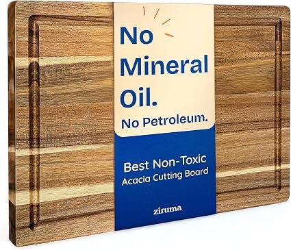 Ziruma Non-Toxic Acacia Wood Chopping Board, Mineral Oil Free, 41x28cm