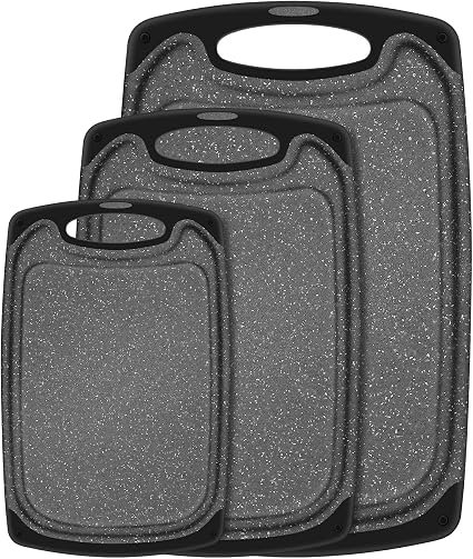 SHURFFY Chopping Board Set of 3, Small to Large, Chopping Boards for Kitchens with Non-Slip Feet and Deep Drip Juice Groove, Easy Grip Handle, BPA Free,...