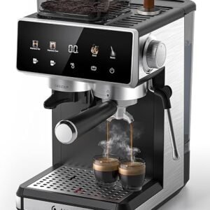 AMZCHEF Bean to Cup Coffee Machines 20 Bar - 20 Grind Settings & 3-Temp Control, Hot/Cold Brew Coffee Machine with Grinder with Color Touchscreen