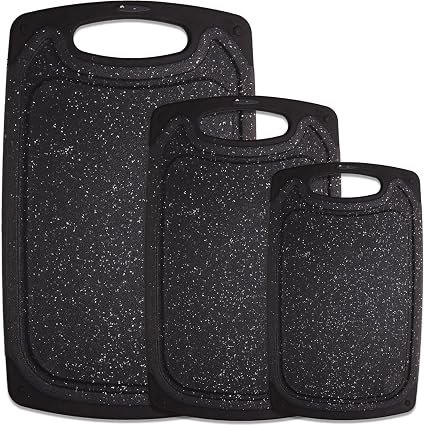 Cutting Boards for Kitchen, Large-Small Cutting Board Set of 3, Dishwasher Safe, Juice Groove, Easy Grip Handle, Non-Slip Rubber Cutting Board