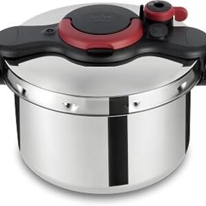 Tefal Clipso Minut Easy - Stainless Steel Pressure Cooker with 5 Safety Systems and Easy Closure with One Hand, Black 7.5 Litros multicoloured
