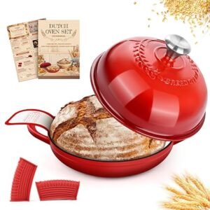 NZQXJXZ Enameled Cast Iron Dutch Oven, 5.7L Non-Stick Cast Iron Bread Pot | 26cm Casserole Pot for Braising, Stews, Roasting